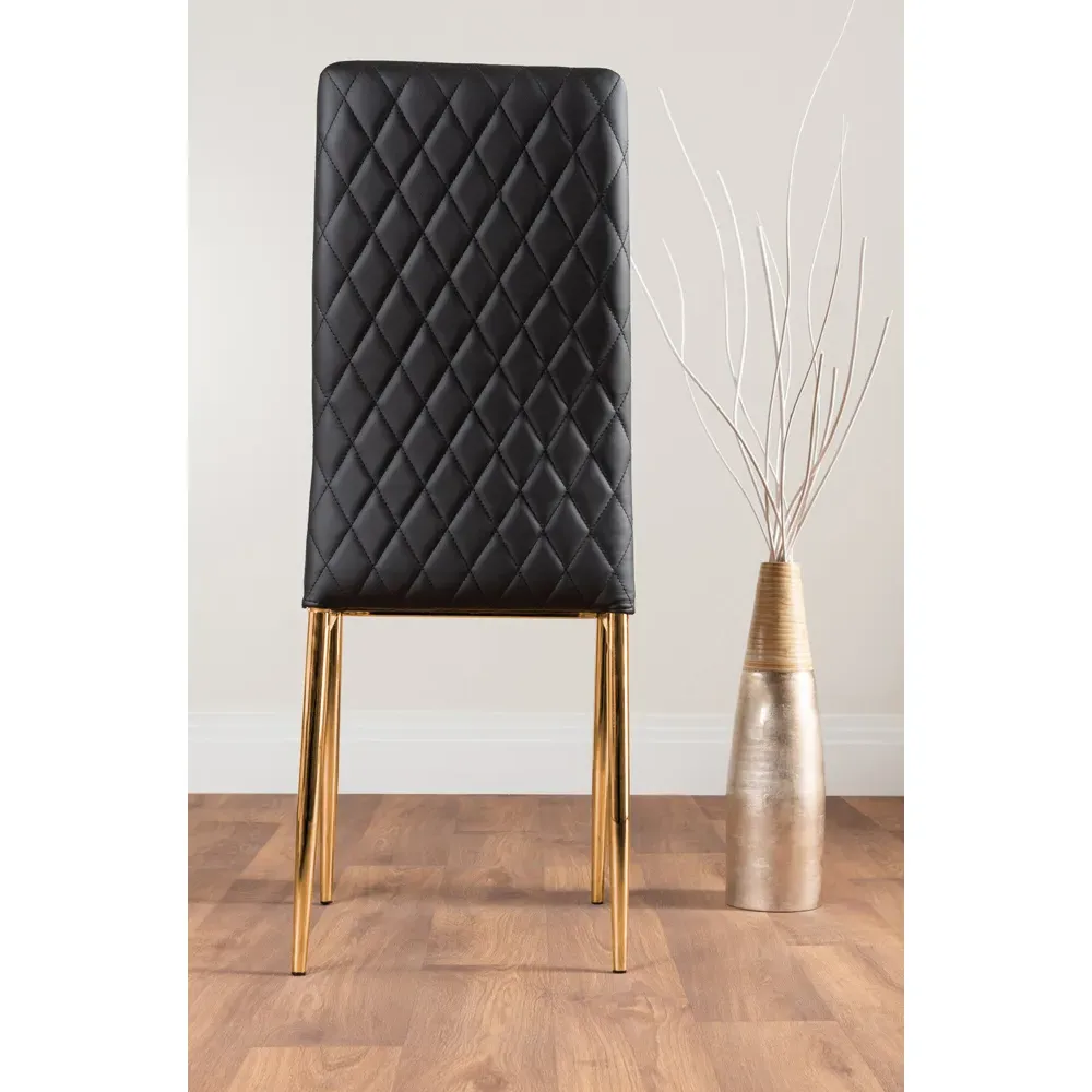 Valera Set of 6 Dining Chairs - Black, Faux Leather