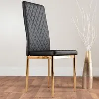 Valera Set of 6 Dining Chairs - Black, Faux Leather