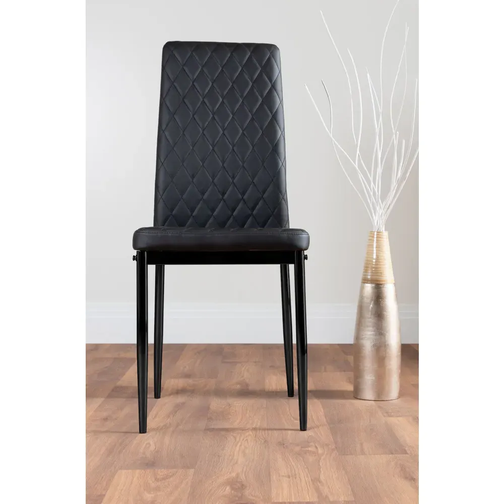 Valera Set of 6 Dining Chairs - Black, Faux Leather