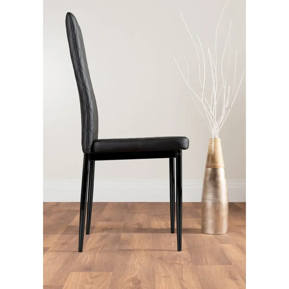 Valera Set of 6 Dining Chairs - Black, Faux Leather