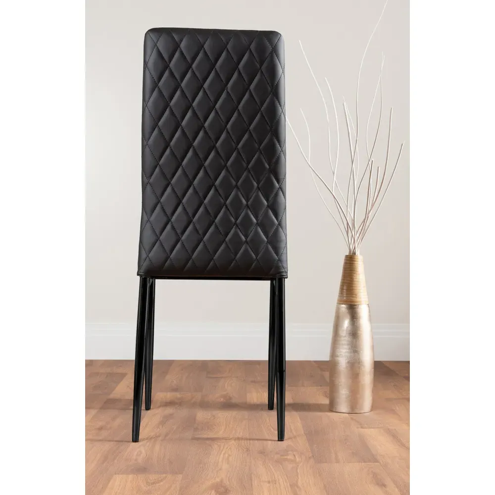 Valera Set of 6 Dining Chairs - Black, Faux Leather
