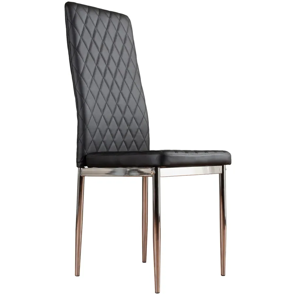 Valera Set of 6 Dining Chairs - Black, Faux Leather