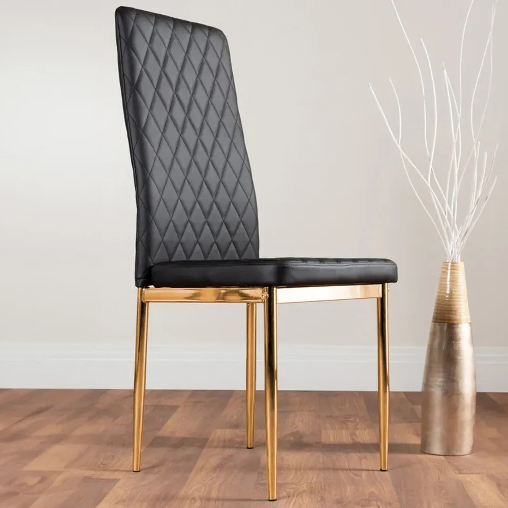 Valera Set of 6 Dining Chairs - Black, Faux Leather