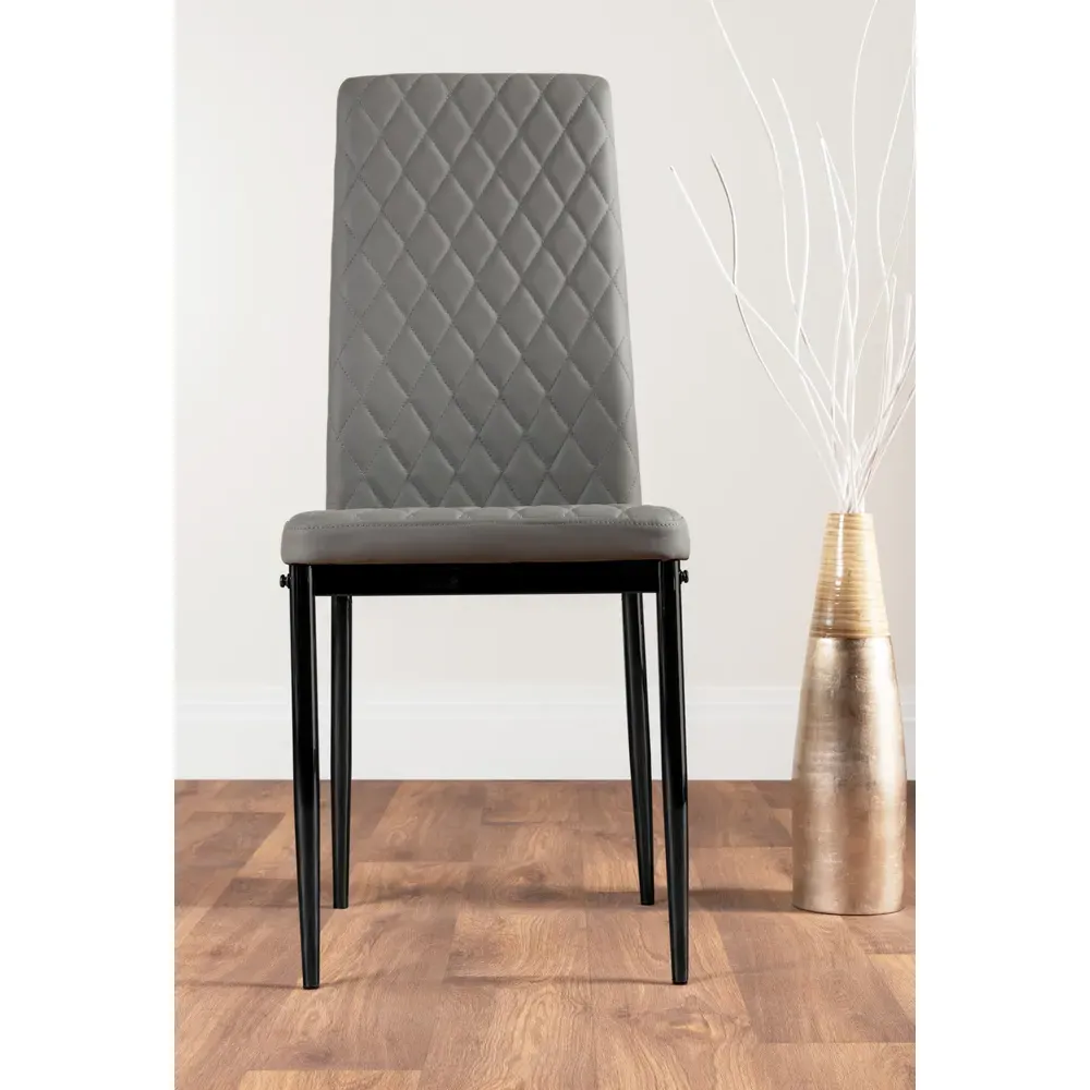 Valera Set of 6 Dining Chairs - Grey, Faux Leather