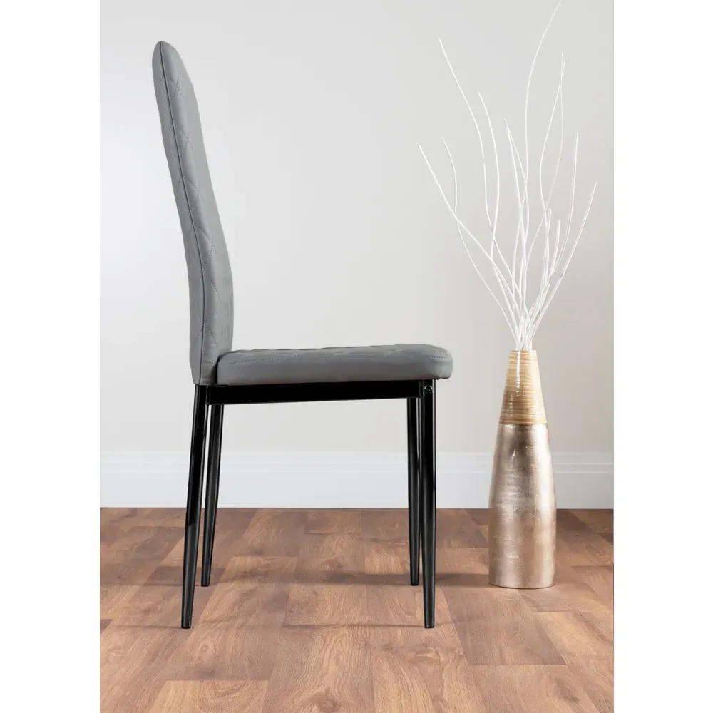 Valera Set of 6 Dining Chairs - Grey, Faux Leather