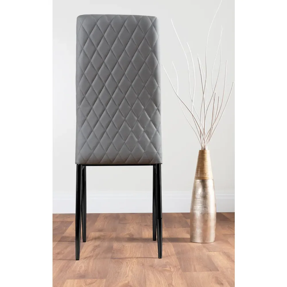 Valera Set of 6 Dining Chairs - Grey, Faux Leather