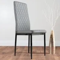 Valera Set of 6 Dining Chairs - Grey, Faux Leather