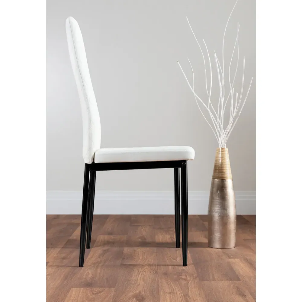 Valera Set of 6 Dining Chairs - White, Faux Leather