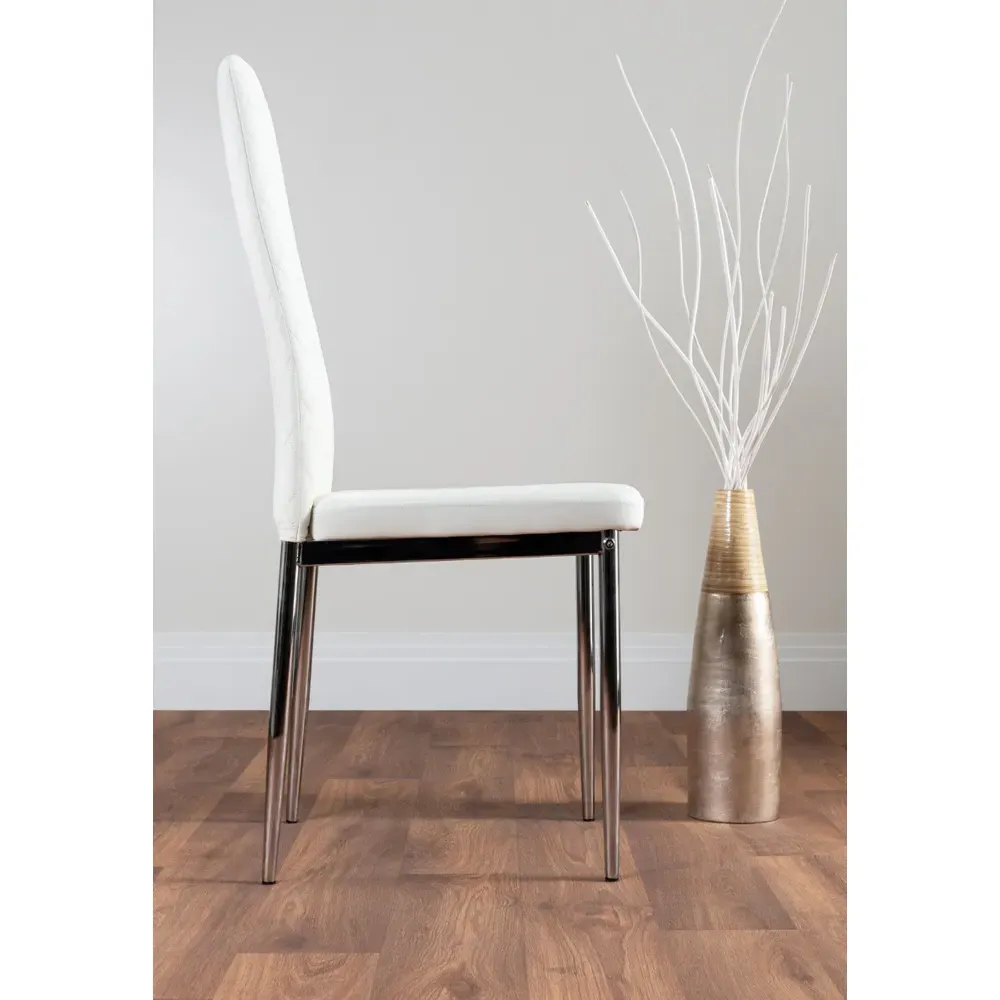 Valera Set of 6 Dining Chairs - White, Faux Leather