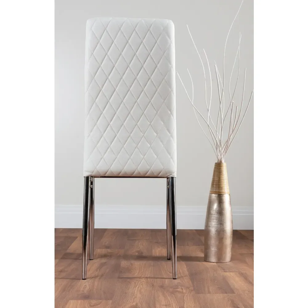 Valera Set of 6 Dining Chairs - White, Faux Leather