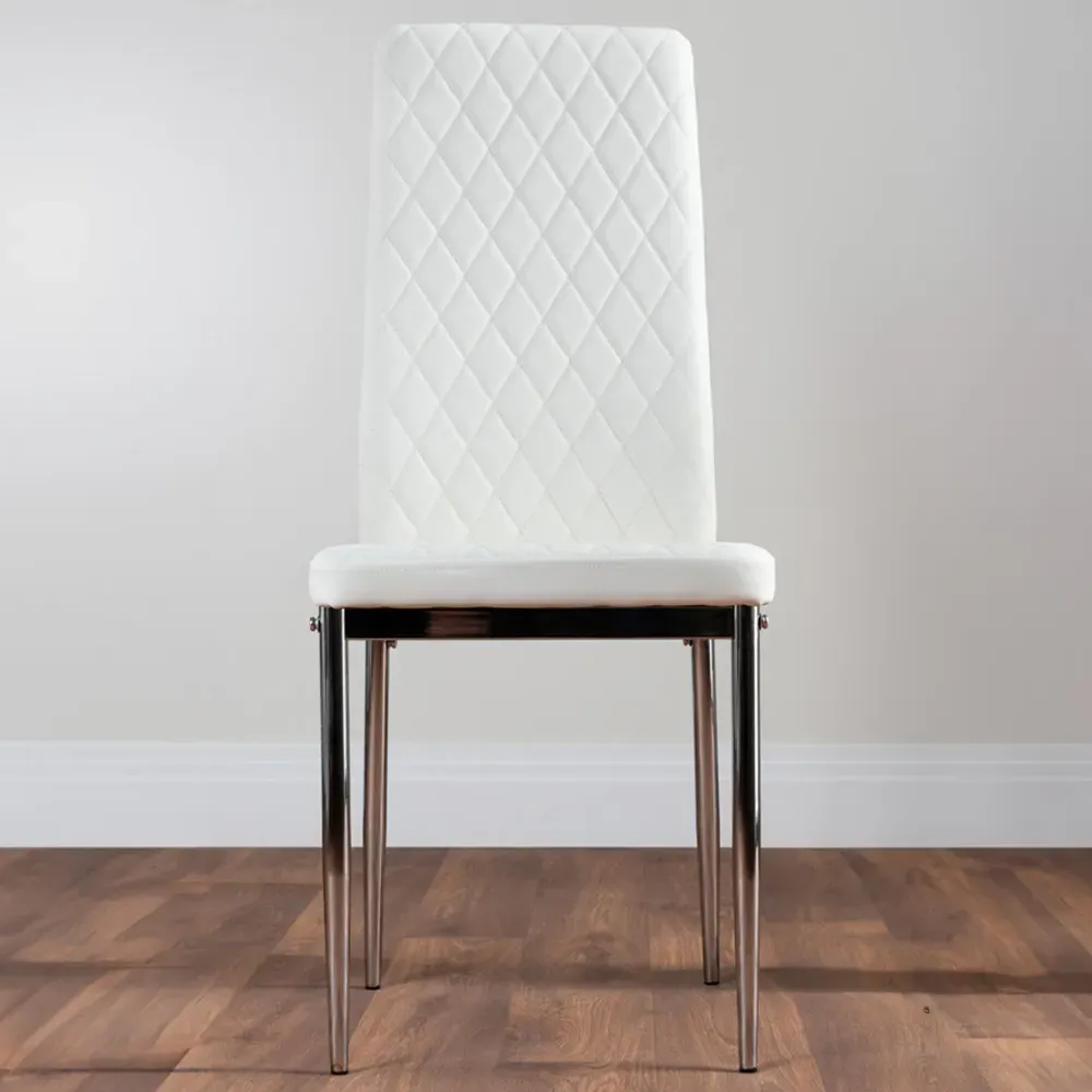 Valera Set of 6 Dining Chairs - White, Faux Leather