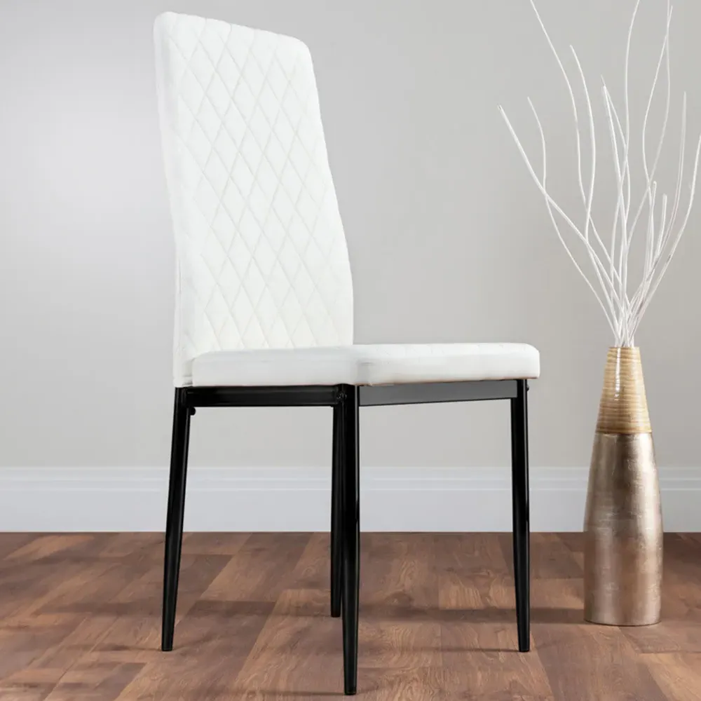 Valera Set of 6 Dining Chairs - White, Faux Leather