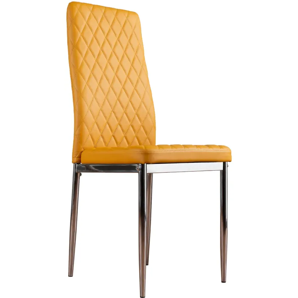 Valera Set of 6 Dining Chairs - Yellow, Faux Leather