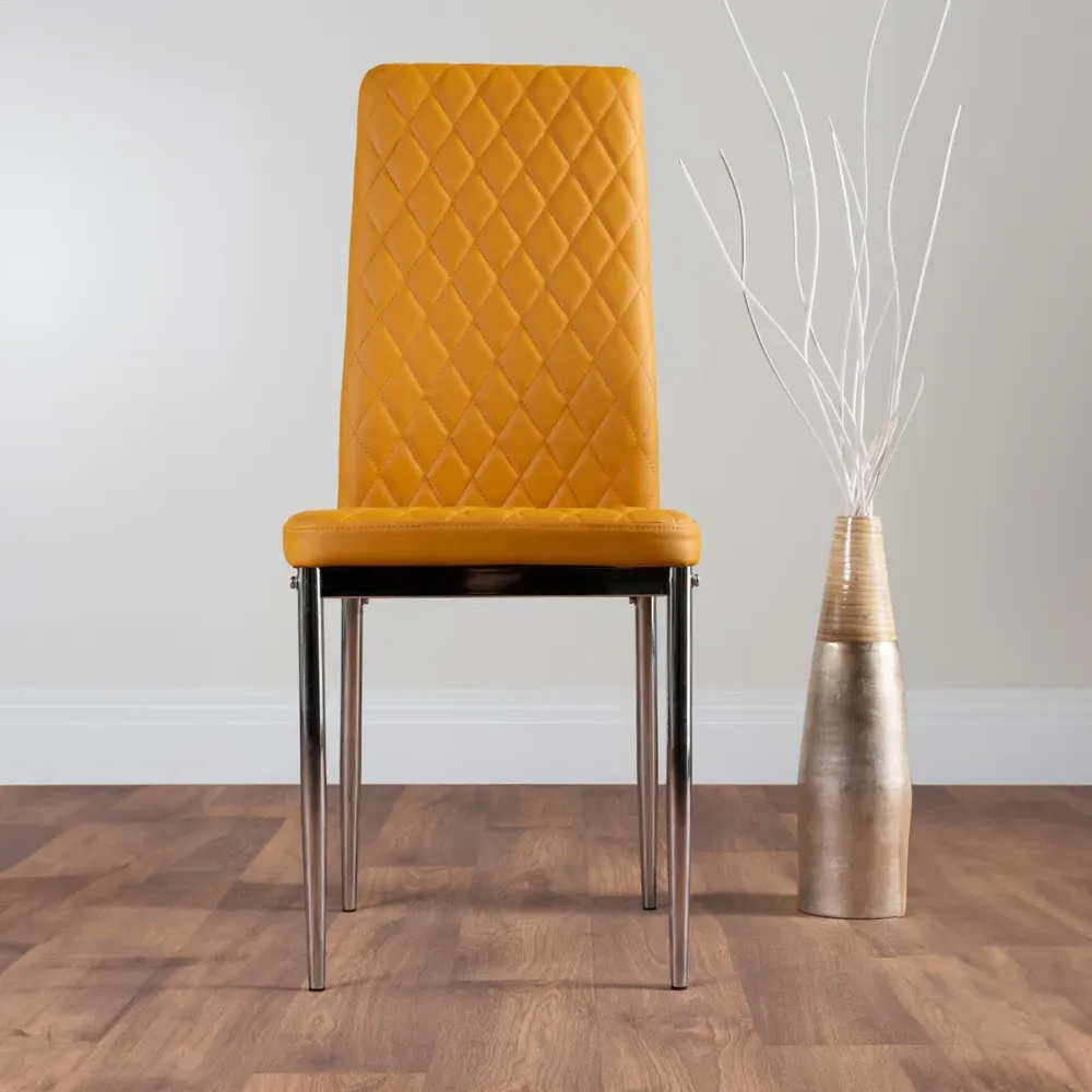 Valera Set of 6 Dining Chairs - Yellow, Faux Leather