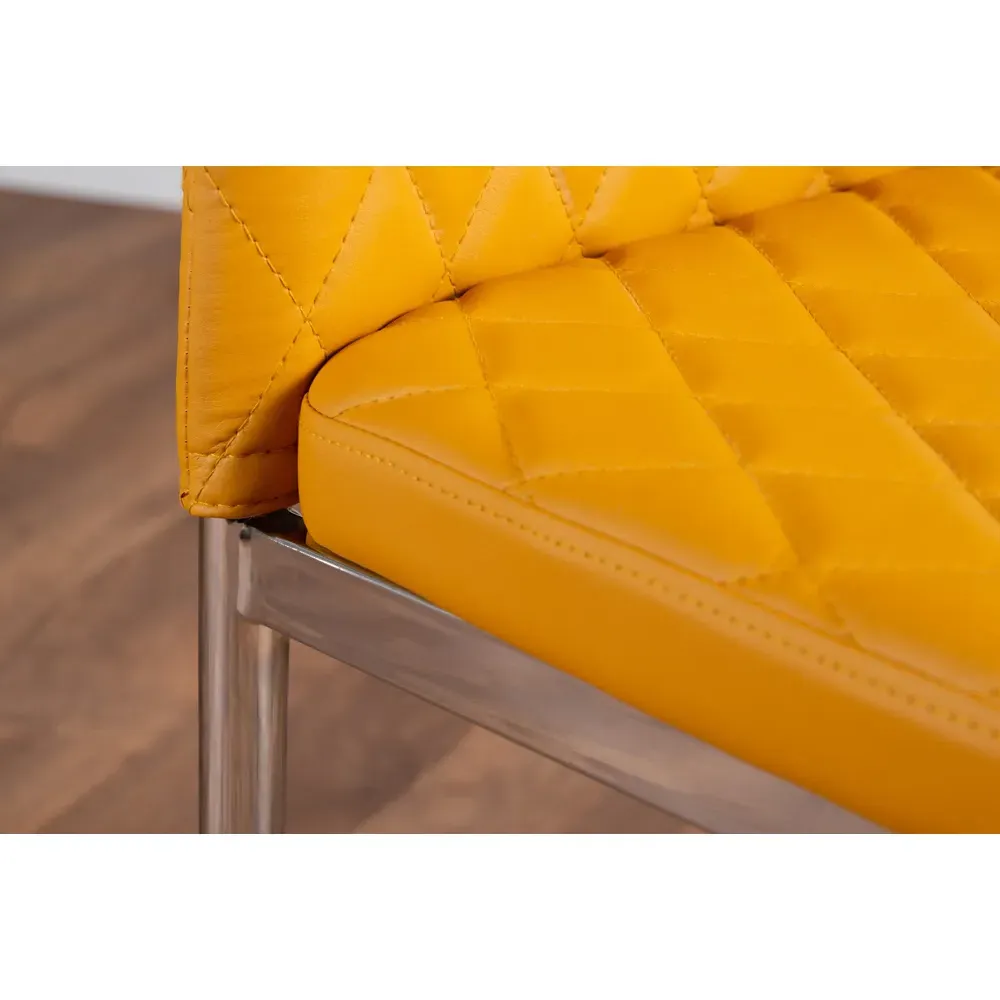 Valera Set of 6 Dining Chairs - Yellow, Faux Leather