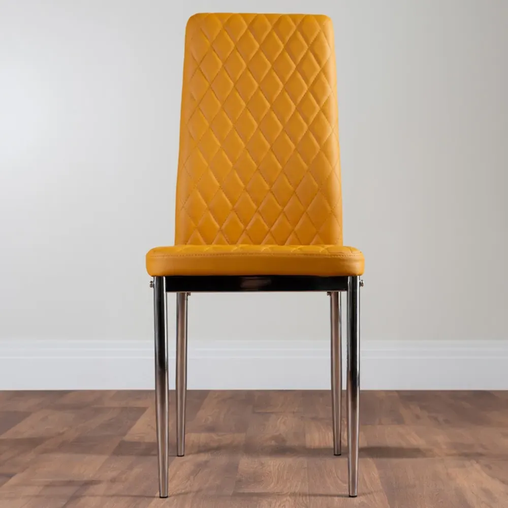 Valera Set of 6 Dining Chairs - Yellow, Faux Leather