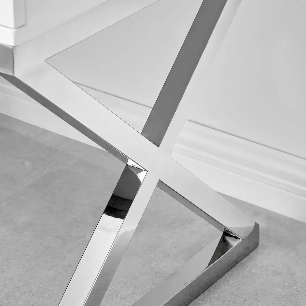 Witney Single Drawer Bedside Table - White, Chrome