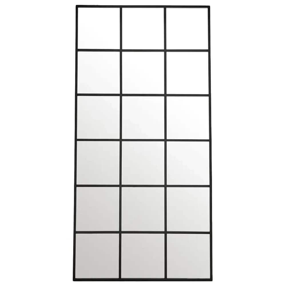 Yuki Full Length Window Wall Mirror - Black, Iron