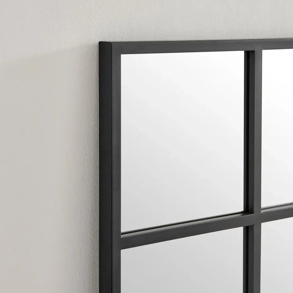 Yuki Medium Window Wall Mirror - Black, Iron