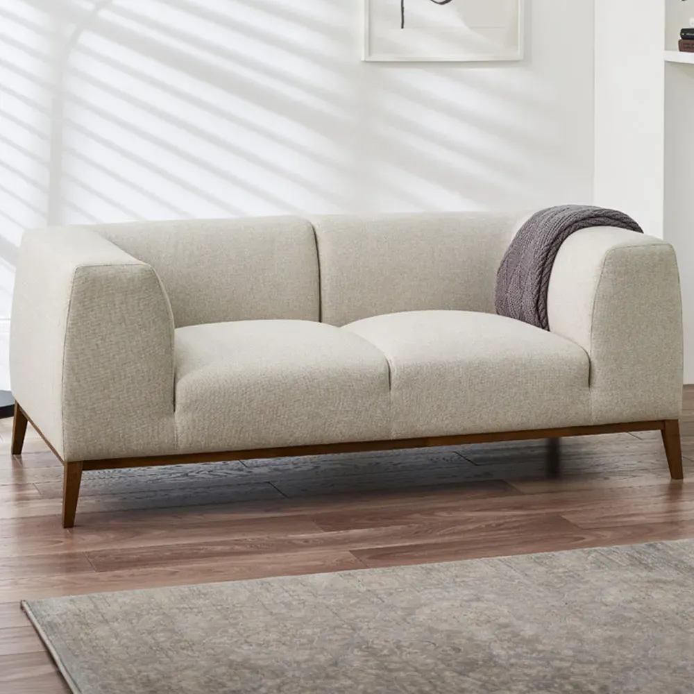 Zara 2-Seater Sofa - Cream, Recycled Fabric image