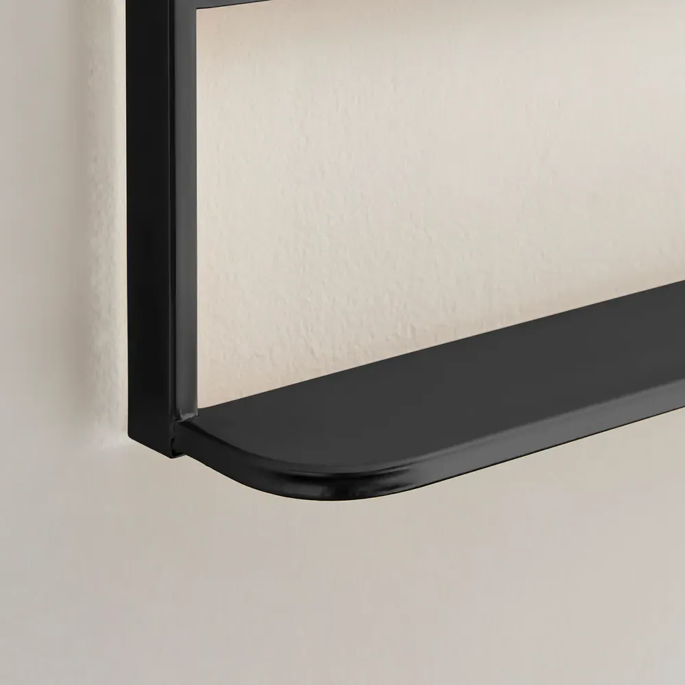 Zara Arch Wall Mirror with Shelf - Black, Metal