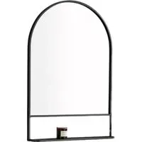 Zara Arch Wall Mirror with Shelf - Black, Metal