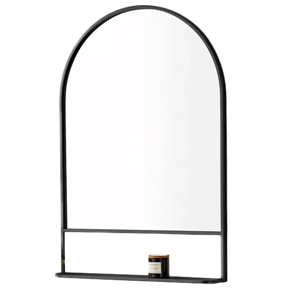 Zara Arch Wall Mirror with Shelf - Black, Metal image