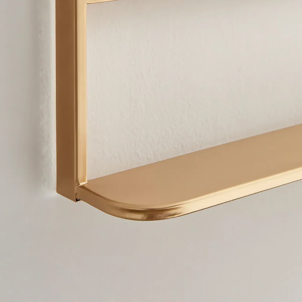 Zara Arch Wall Mirror with Shelf - Gold, Metal