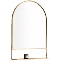Zara Arch Wall Mirror with Shelf - Gold, Metal