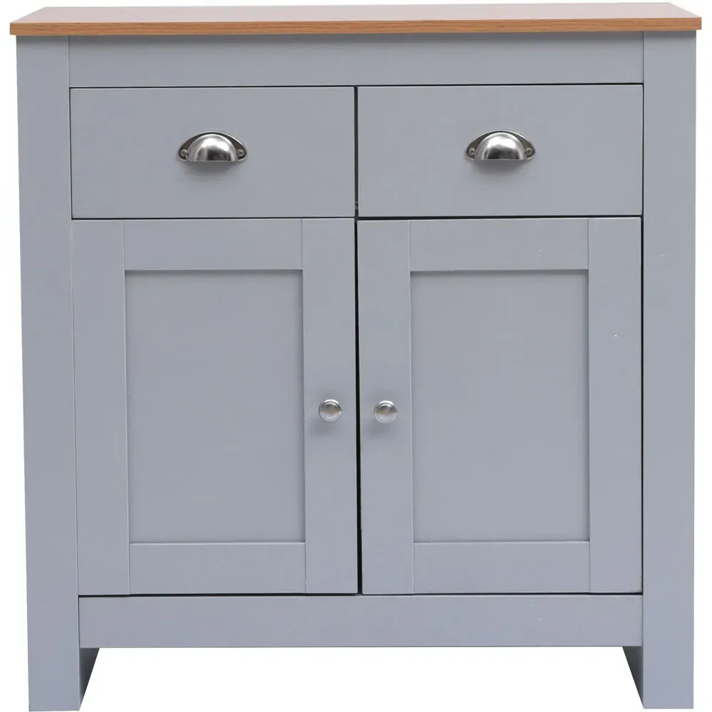 2 Door 2 Drawer Sideboard - Grey, Oak Effect