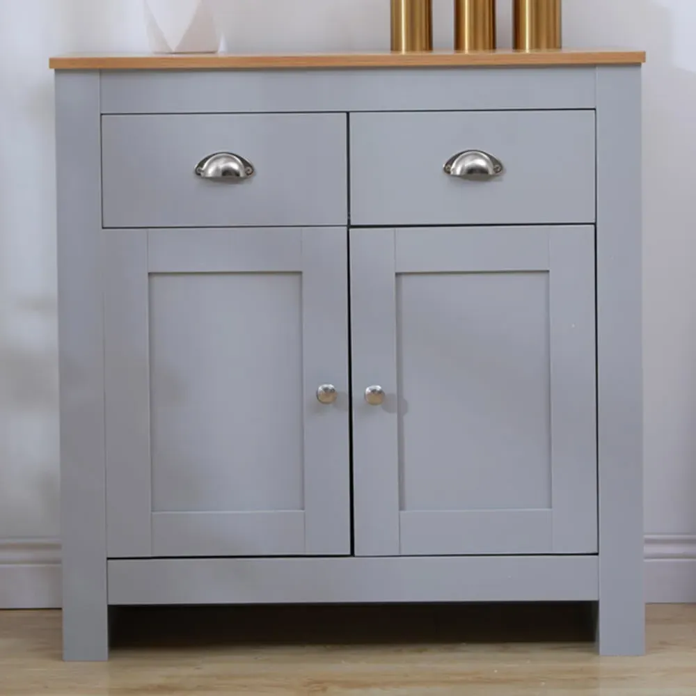 2 Door 2 Drawer Sideboard - Grey, Oak Effect image