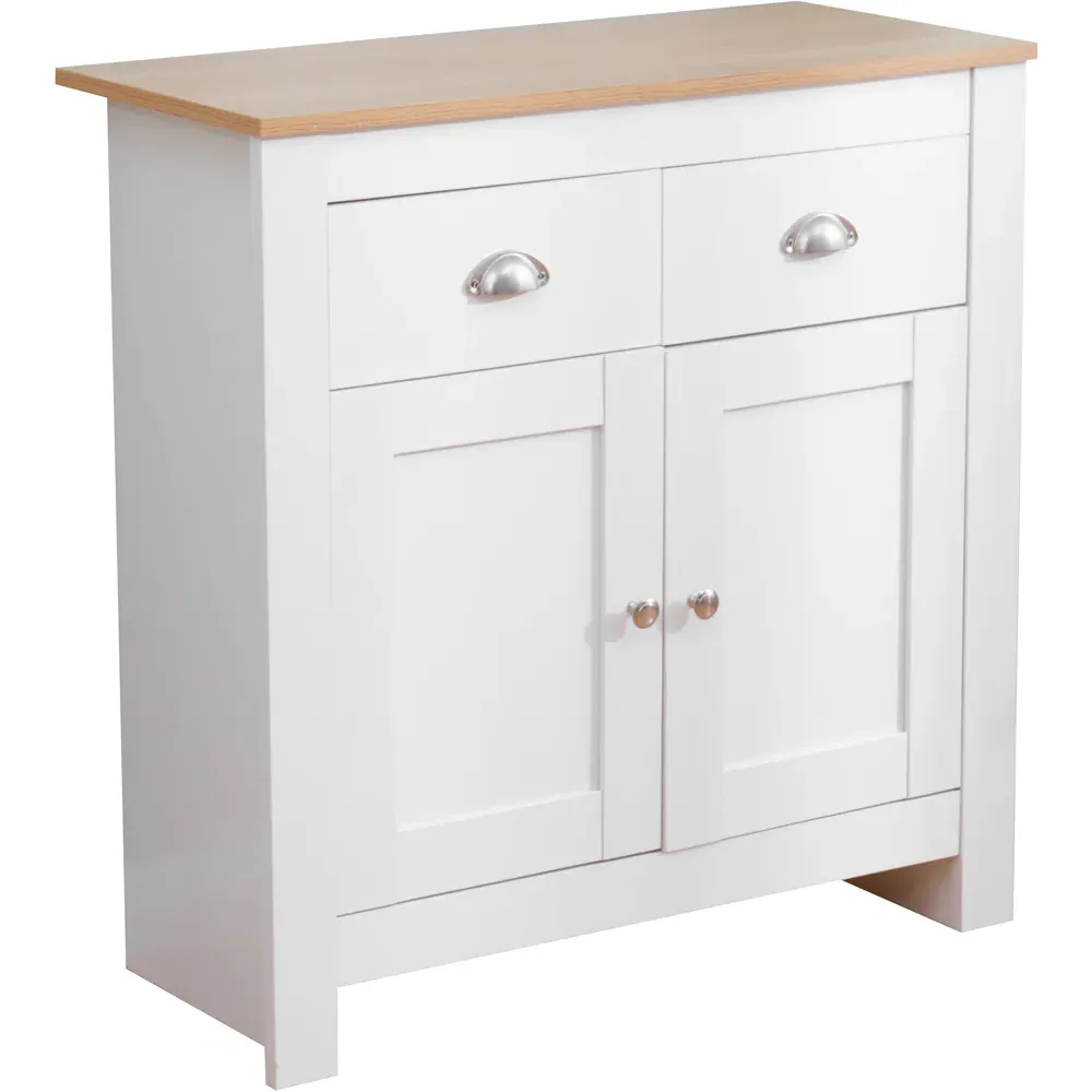 2 Door 2 Drawer Sideboard - White, Oak Effect