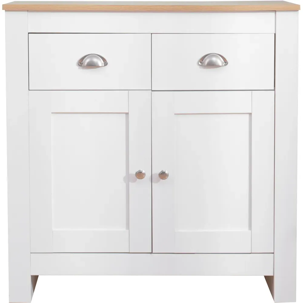 2 Door 2 Drawer Sideboard - White, Oak Effect