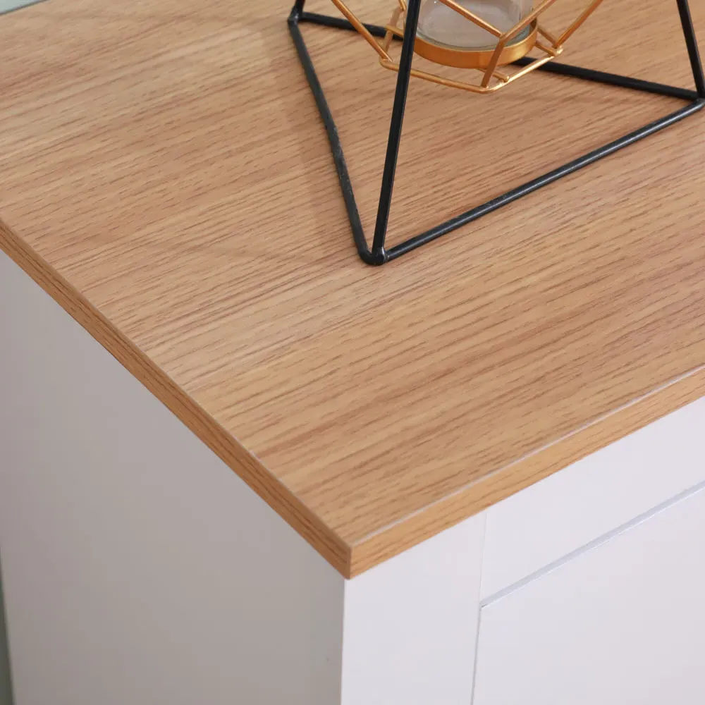 2 Door 2 Drawer Sideboard - White, Oak Effect