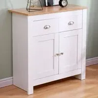 2 Door 2 Drawer Sideboard - White, Oak Effect