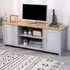 2 Door TV Unit with Storage - Grey, Oak