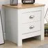 2 Drawer Bedside Table Set of 2 - White, Oak Effect