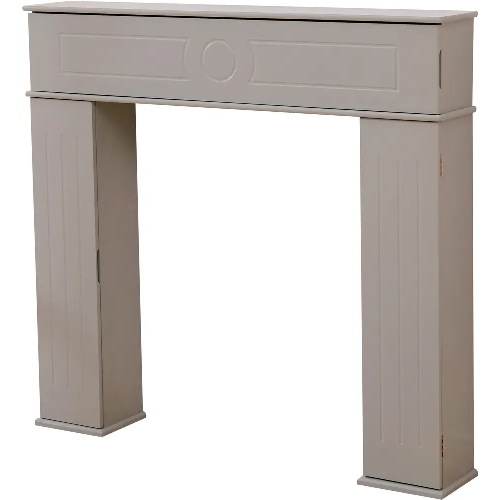 3 Door Fireplace Surround Storage Unit - Grey, MDF
