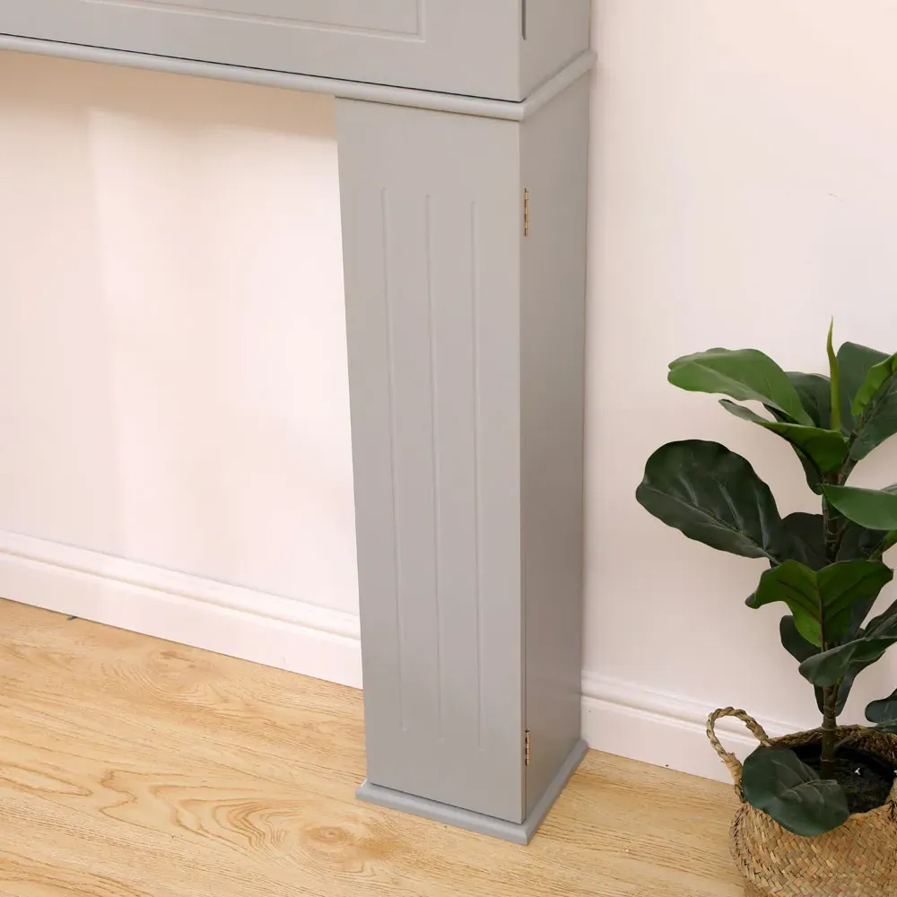 3 Door Fireplace Surround Storage Unit - Grey, MDF