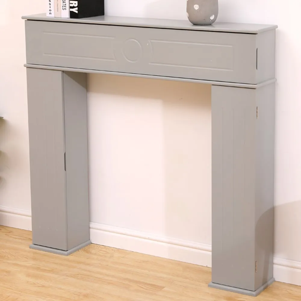 3 Door Fireplace Surround Storage Unit - Grey, MDF image