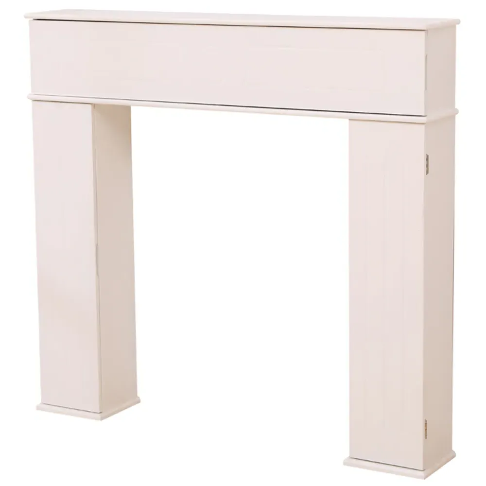 3 Door Fireplace Surround Storage Unit - White, MDF