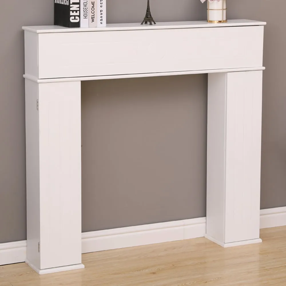 3 Door Fireplace Surround Storage Unit - White, MDF
