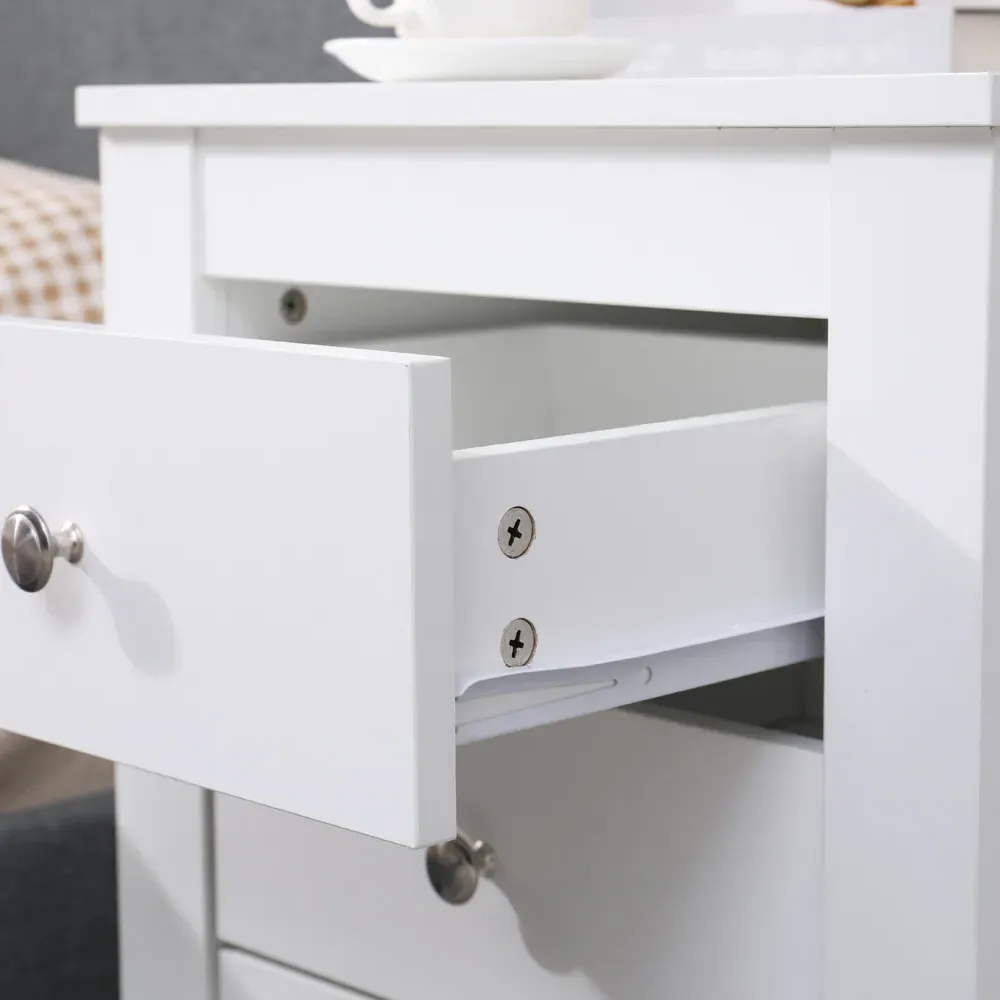 3 Drawer Bedside Table Set of 2 - White, Chipboard