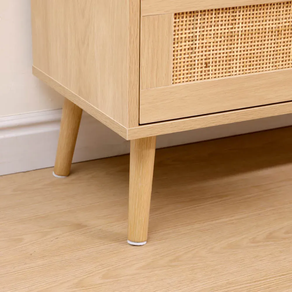 3 Drawer Chest of Drawers with Rattan Front - Natural, Wood