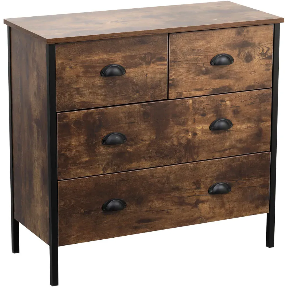 4 Drawer Chest of Drawers - Black, Chipboard