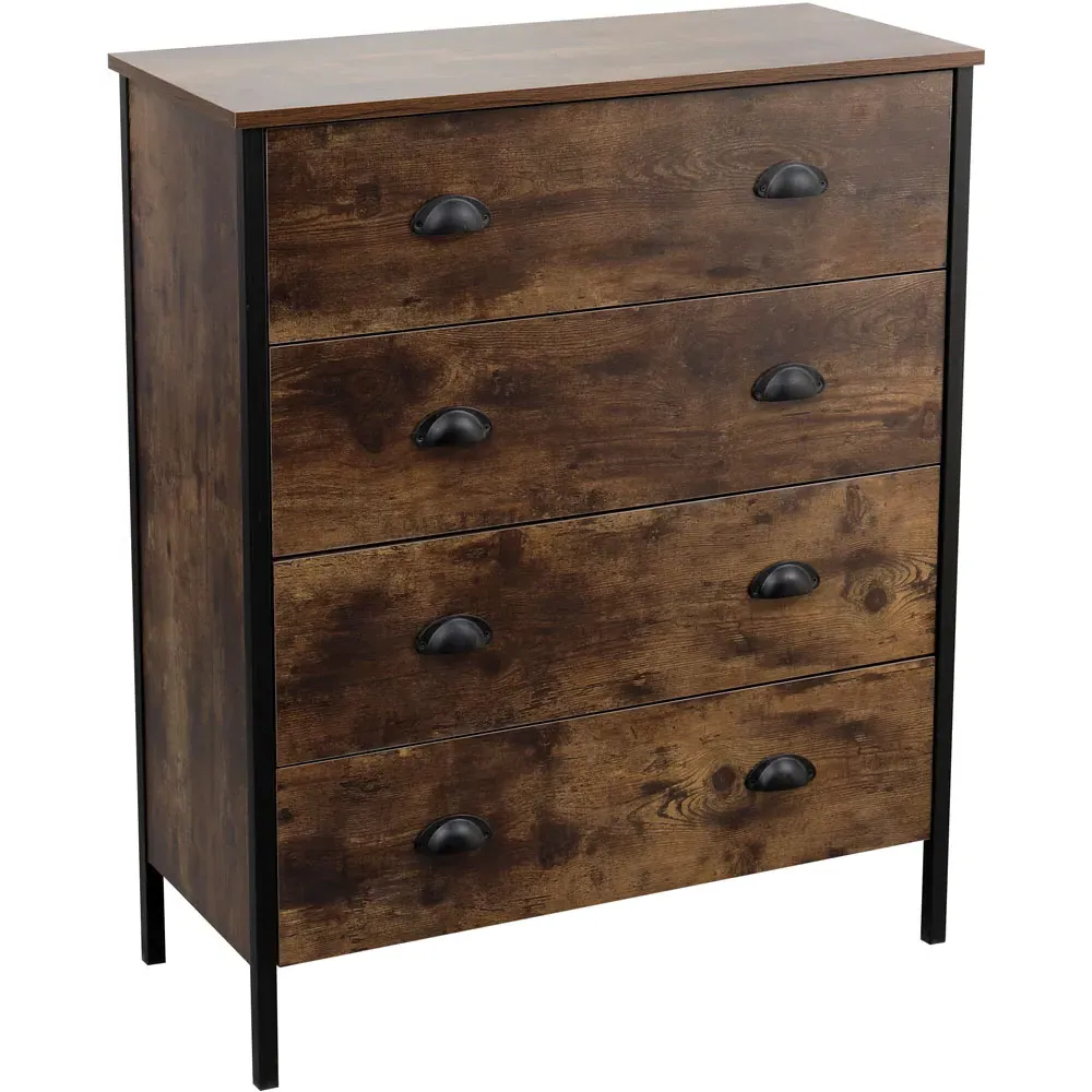 4 Drawer Chest of Drawers - Black, Chipboard