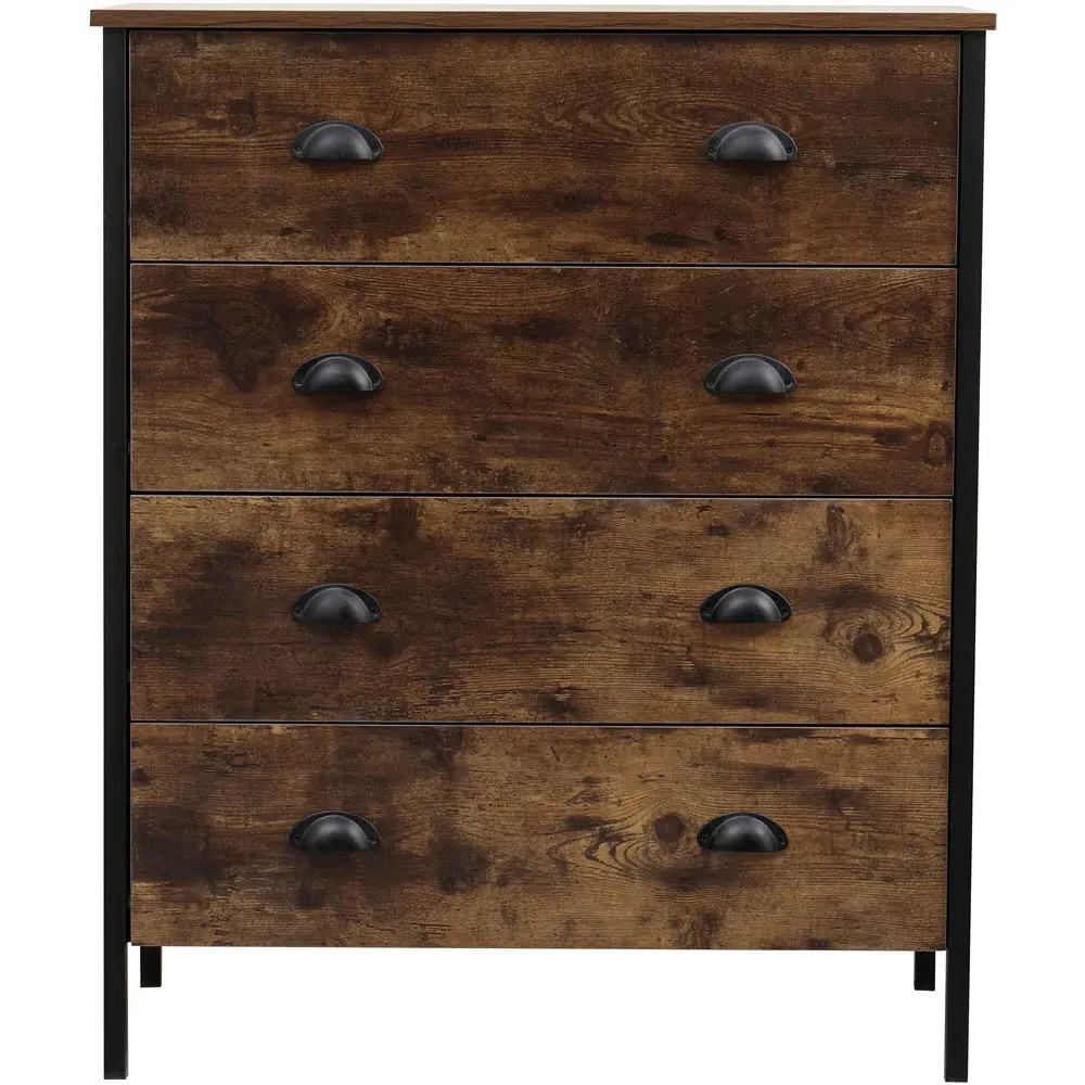 4 Drawer Chest of Drawers - Black, Chipboard