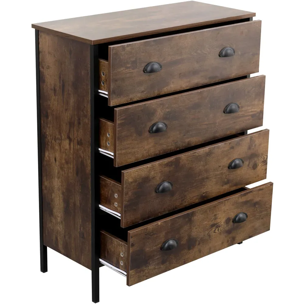 4 Drawer Chest of Drawers - Black, Chipboard