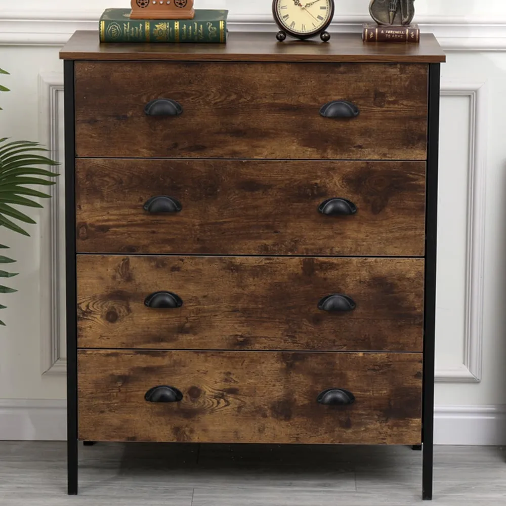 4 Drawer Chest of Drawers - Black, Chipboard