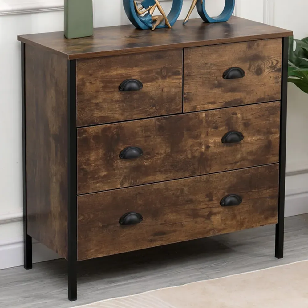 4 Drawer Chest of Drawers - Black, Chipboard image